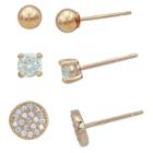 Target Earring Set Plated Cubic Zirconia/ball/pave Disc - 3pk - Gold/clear, Yellow
