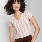 Women's Short Sleeve V-neck Cropped T-shirt - Wild Fable Purple Multi