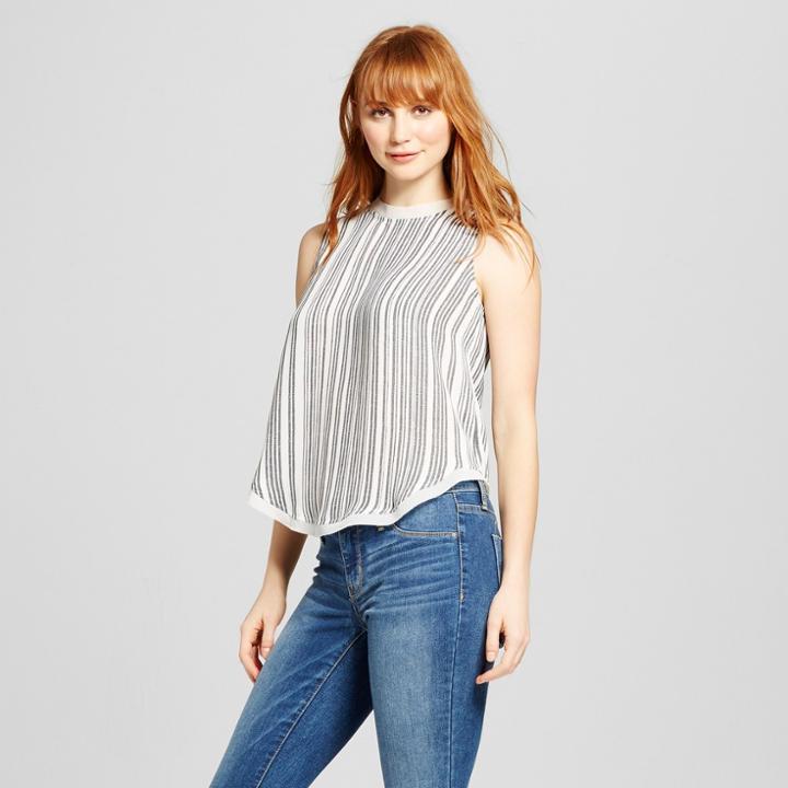 Women's Chiffon Trim Woven Tank - Who What Wear Cream