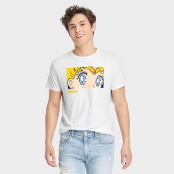 Men's Sailor Moon Her Eyes Short Sleeve Graphic Crewneck T-shirt - White