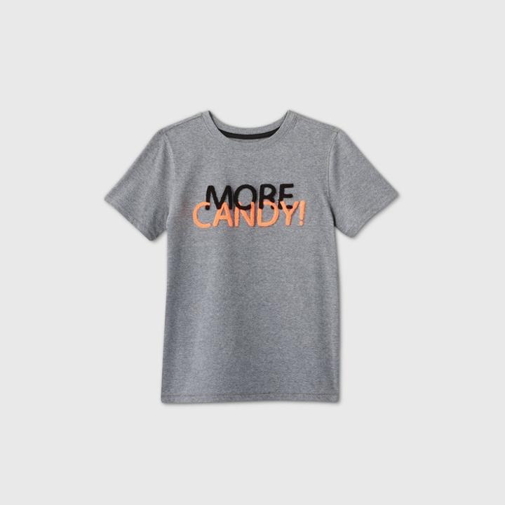 Boys' Halloween Short Sleeve 'more Candy' Graphic T-shirt - Cat & Jack Gray