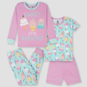 Gerber Toddler Girls' 4pc Sweet Dreamer Snug Fit Pajama Set - Light Blue/pink