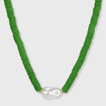 Heishe With Pearl Beaded Necklace - A New Day Green