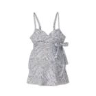 Maternity Printed Festival Filigree Wrap Front Tankini Top - Isabel Maternity By Ingrid & Isabel Gray