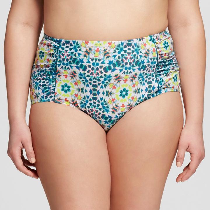 Women's Plus Size High Waist Bikini Bottom Jade 1x - Sea Angel, Green