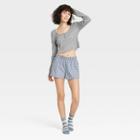 Women's Plaid Foldover Waistband Boxer Pull-on Shorts - Colsie Blue