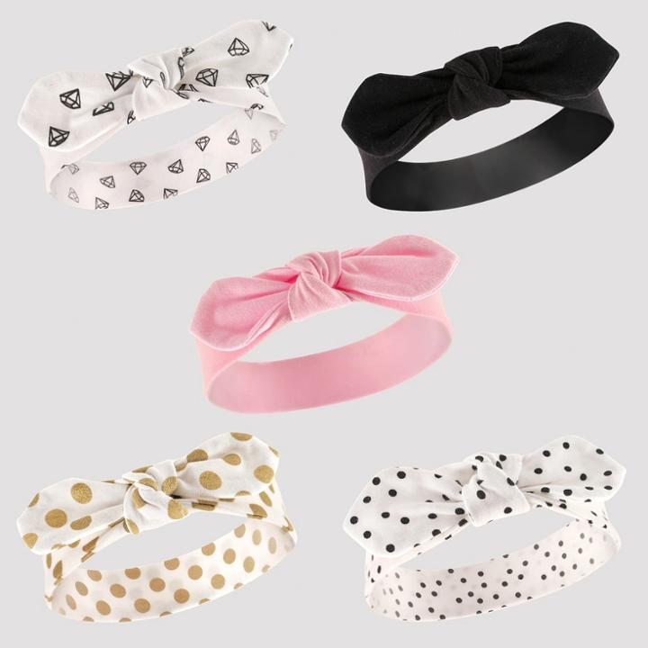 Hudson Baby Girls' 5pk Headband Set - Gold