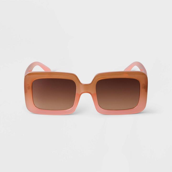 Women's Oversized Plastic Retro Rectangle Sunglasses - A New Day