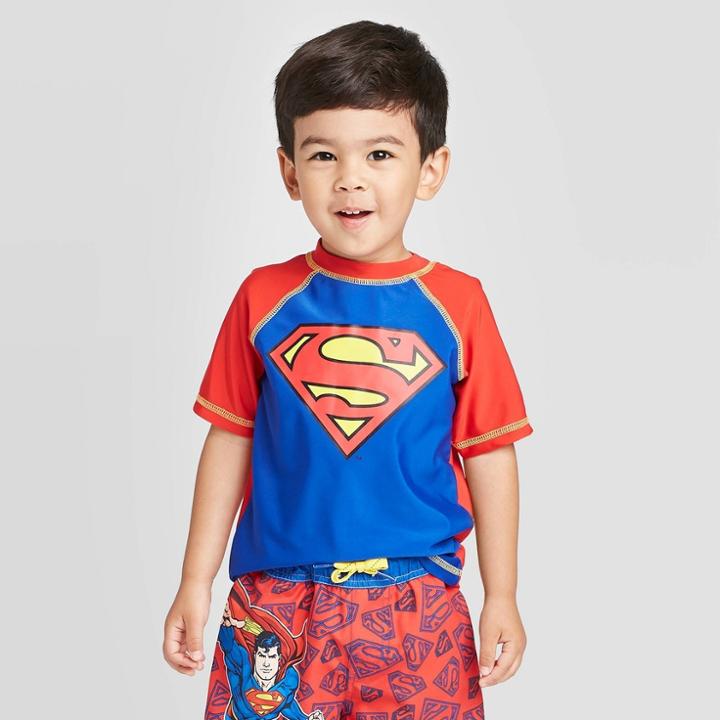 Toddler Boys' Superman Rash Guard - Red 2t, Toddler Boy's,