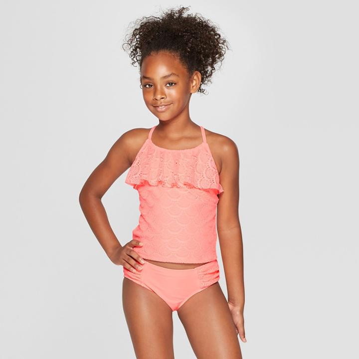 Girls' Mermaid's Dance Tankini Set - Cat & Jack Coral