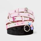 Girls' 3pk Belt - Cat & Jack Black/pink