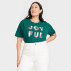 Doe. Women's Plus Size Joyful Short Sleeve Graphic T-shirt - Forest Green