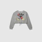 Disney Women's Mickey And Minnie Clinched Sweatshirt (juniors') - Heather Gray