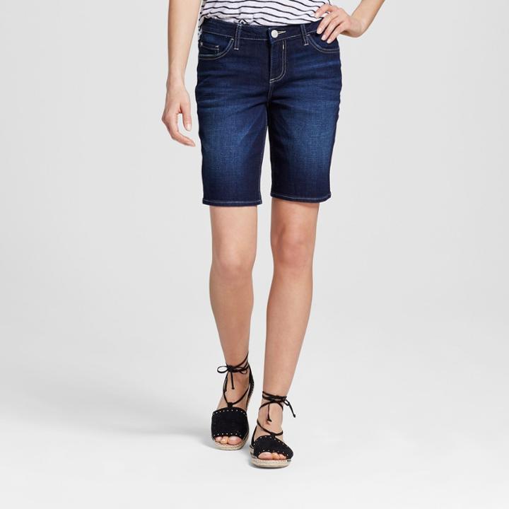 Women's Logan 10 Bermuda Jean Shorts - Crafted By Lee Dark Wash 12, Warrior Blue