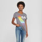 Petitewomen's Short Sleeve Ca State Rainbow Graphic T-shirt - Awake Charcoal