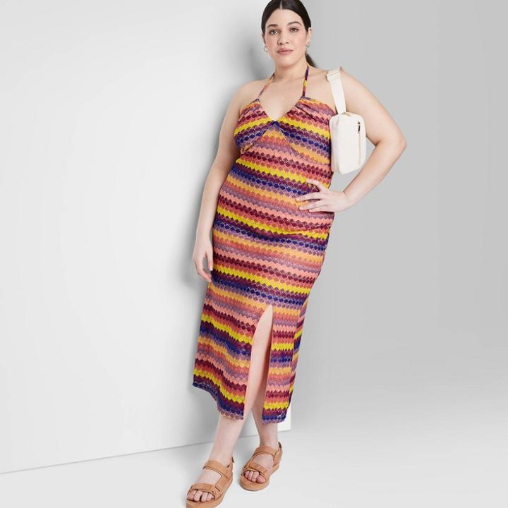 Women's Plus Size Crochet Slip Dress - Wild Fable Striped 3x, Multicolor