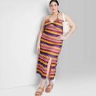 Women's Plus Size Crochet Slip Dress - Wild Fable Striped 3x, Multicolor