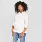 Maternity Fuzzy Cable Pullover - Isabel Maternity By Ingrid & Isabel White