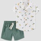 Carter's Just One You Baby Boys' Dino Top & Shorts Set - Olive Newborn, Green