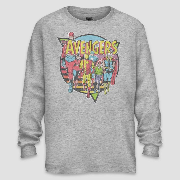 Men's Marvel Avengers Long Sleeve Graphic T-shirt - Gray