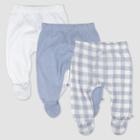 Honest Baby 3pk Painted Buffalo Check Footed Harem Pants - Blue Newborn