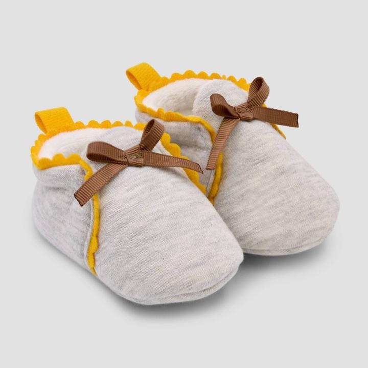 Baby Girls' Scalloped Constructed Bootie Slipper - Cat & Jack Tan