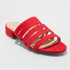 Women's Amali Wide Width Multi Strap Microsuede Low Heeled Slide Sandals - A New Day Red 6.5w,