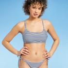 Juniors' Bralette Bikini Top - Xhilaration Navy/white Stripe D/dd Cup
