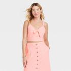 Women's Tie-front Cropped Tank Top - Universal Thread Pink