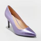 Women's Gemma Wide Width Faux Leather Satin Pointed Toe Heeled Pumps - A New Day Purple 12w,