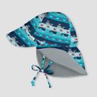 I Play By Green Sprouts Baby Boys' Reversible Flap Hat - Whale Stripe Navy/aqua/gray 0-6m, Infant Boy's, Blue