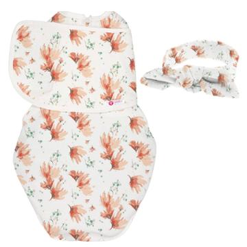 Embe Emb Starter Swaddle Original And Bow Headband Bundle - Blush Blossom