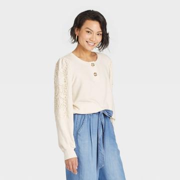 Women's Henley Sweatshirt - Knox Rose Ivory