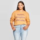 Zoe+liv Women's Uplift. Inspire. Elevate. Plus Size Long Sleeve Graphic T-shirt (juniors') - Gold