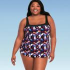 Women's Plus Contrast Trim Over The Shoulder One Piece Swimsuit - Dreamsuit By Miracle Brands 16w, Women's,
