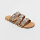 Women's Sammi Leopard Print Triple Band Slide Sandals - Universal Thread White