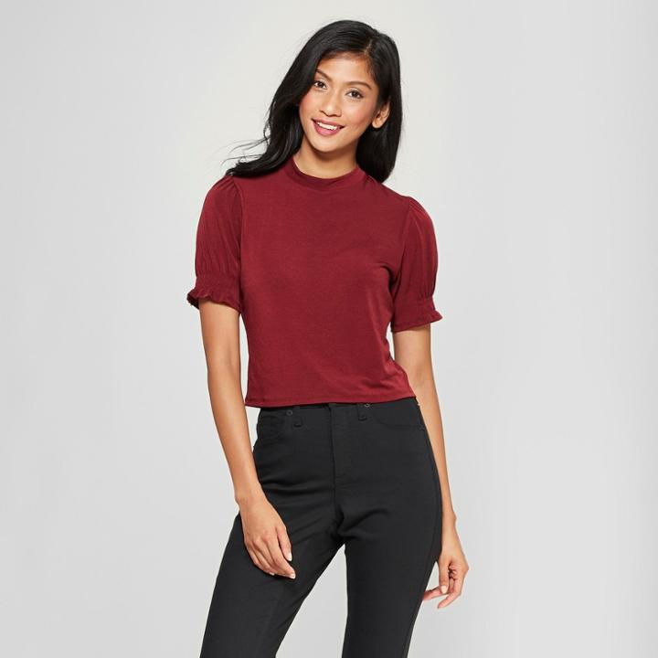 Women's Short Sleeve Mockneck Top - Xhilaration Red
