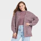 Women's Plus Size Open Cardigan - A New Day Burgundy