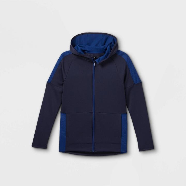 Boys' Pieced Full Zip Hooded Sweatshirt - All In Motion Navy