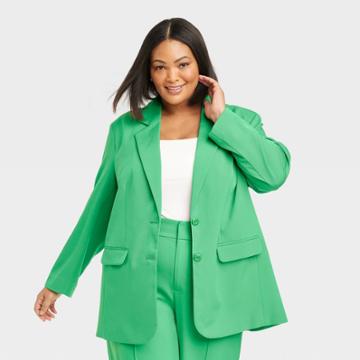 Women's Blazer Coat - Ava & Viv Emerald Green