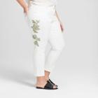 Women's Plus Size Embroidered Skinny Crop Jeans - Universal Thread White