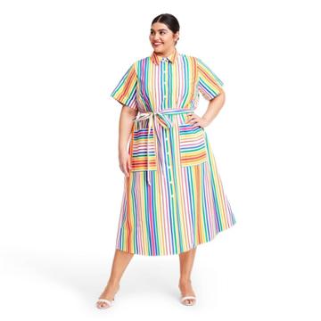 Plus Size Striped Short Sleeve Shirtdress - Christopher John Rogers For Target
