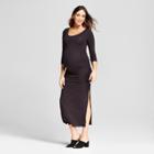 Maternity 3/4 Sleeve Shirred Maxi Dress - Isabel Maternity By Ingrid & Isabel Black