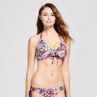 Women's Textured Tie Front Bralette Bikini Top - Concord Grape - D/dd Cup - Mossimo, Purple