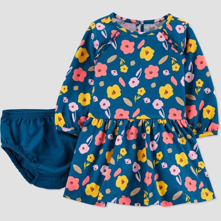 Baby Girls' Floral Dress - Just One You Made By Carter's Blue Newborn