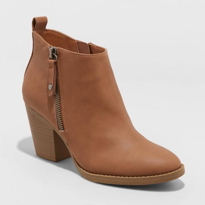 Women's Jameson Double Zip Western Bootie - Universal Thread Cognac