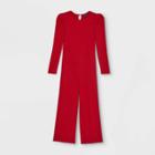 Girls' Knit Puff Sleeve Jumpsuit - Art Class Red