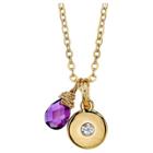 Distributed By Target Women's Silver Plated Amethyst Briolette Charm Necklace - Gold