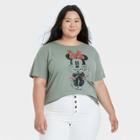 Disney Women's Minnie Mouse Plus Size Short Sleeve Graphic T-shirt - Green