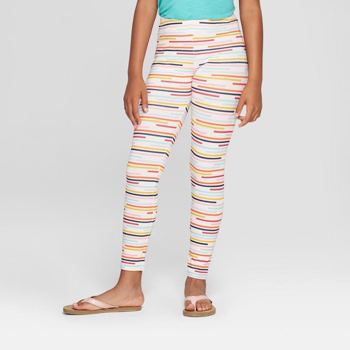 Girls' Stripe Print Leggings - Cat & Jack Pink